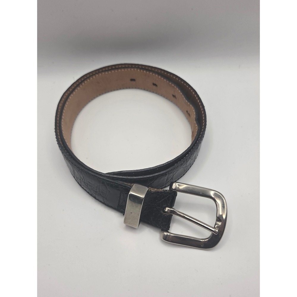 Banana Republic Belt Womens Size 28 Black Embossed Leather Italy Classic Style